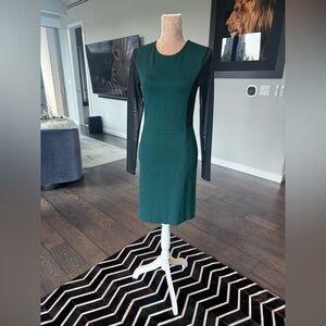 Kenneth Cole Green and Black Long Sleeve Dress